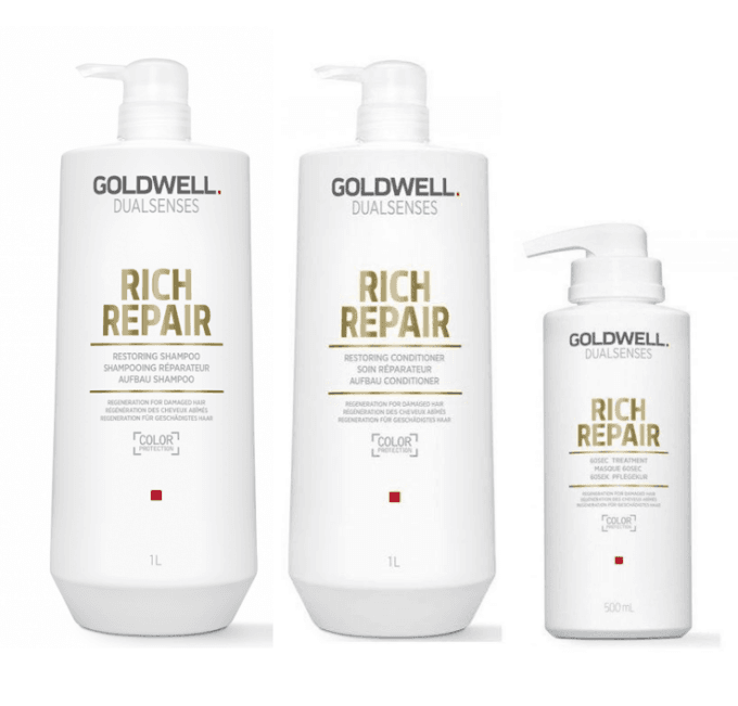 Goldwell Dualsenses Rich Repair Big Bottle Trio Bundle Halo Hair & Skin - khdskinhairbeautyau.com