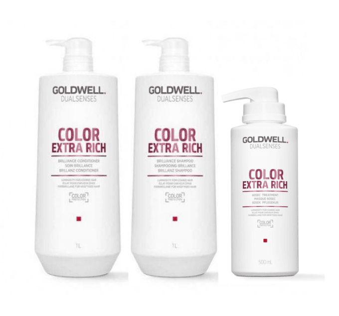Goldwell Dualsenses Color Extra Rich Big Bottle Trio Bundle Halo Hair & Skin - khdskinhairbeautyau.com