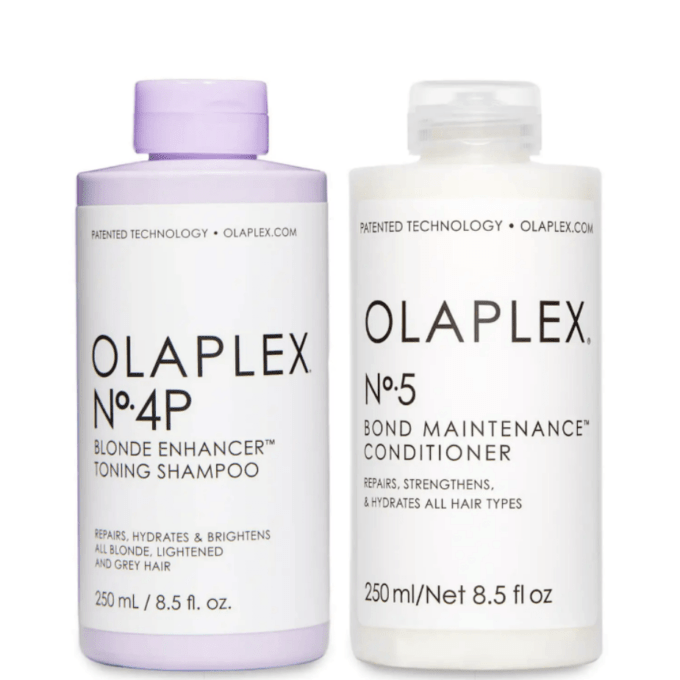 Olaplex No.4P Blonde Enhancer Toning Shampoo 250ml and No.5 Conditioner 250ml Bundle Halo Hair & Skin - khdskinhairbeautyau.com