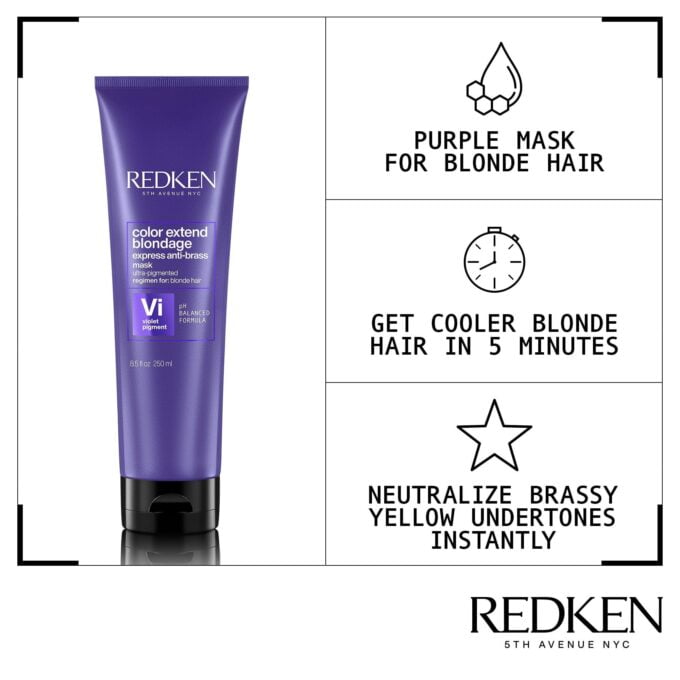 Redken Color Extend Blondage Express Anti-Brass Purple Hair Mask 250ml Halo Hair & Skin - khdskinhairbeautyau.com