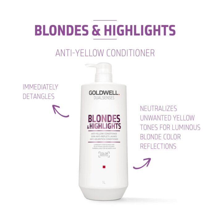 Goldwell Dualsenses Blondes & Highlights Anti-Yellow Conditioner 1000ml Halo Hair & Skin - khdskinhairbeautyau.com