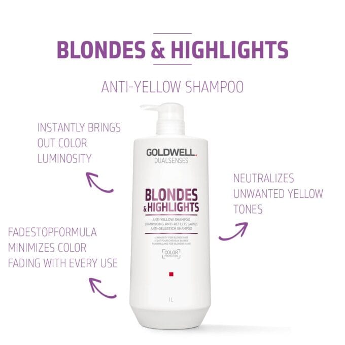 Goldwell Dualsenses Blondes & Highlights Anti-Yellow Shampoo 1000ml Halo Hair & Skin - khdskinhairbeautyau.com
