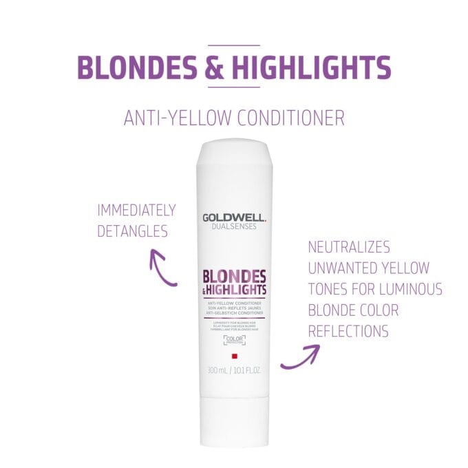 Goldwell Dualsenses Blondes & Highlights Anti-Yellow Conditioner 300ml Halo Hair & Skin - khdskinhairbeautyau.com