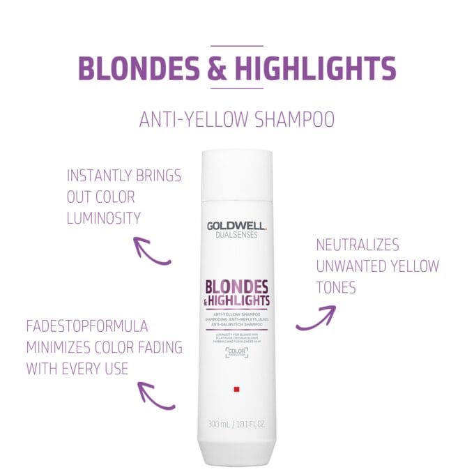 Goldwell Dualsenses Blondes & Highlights Anti-Yellow Shampoo 300ml Halo Hair & Skin - khdskinhairbeautyau.com