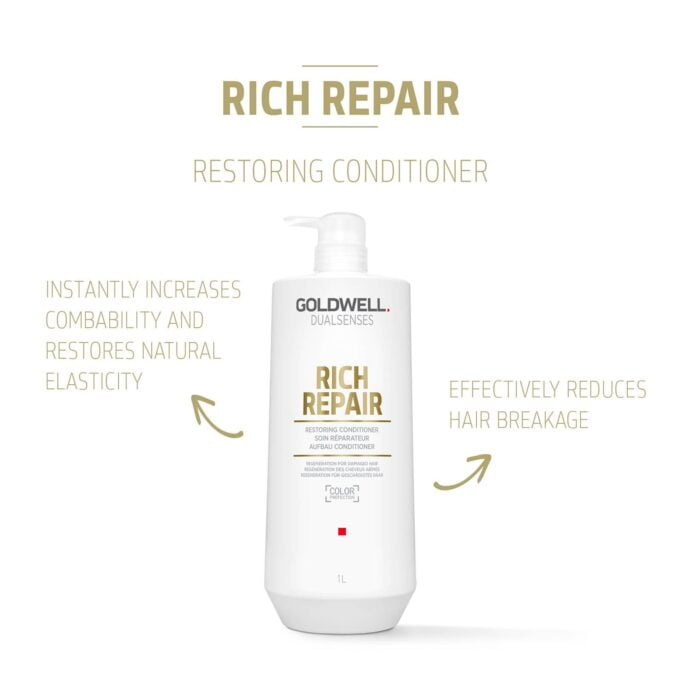 Goldwell Dualsenses Rich Repair Restoring Conditioner 1000ml Halo Hair & Skin - khdskinhairbeautyau.com