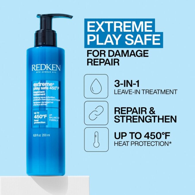 Redken Extreme Play Safe 3-in-1 Leave-In Treatment 200ml Halo Hair & Skin - khdskinhairbeautyau.com