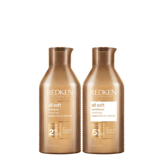 Redken All Soft Shampoo and Conditioner 500ml Bundle Halo Hair & Skin - khdskinhairbeautyau.com