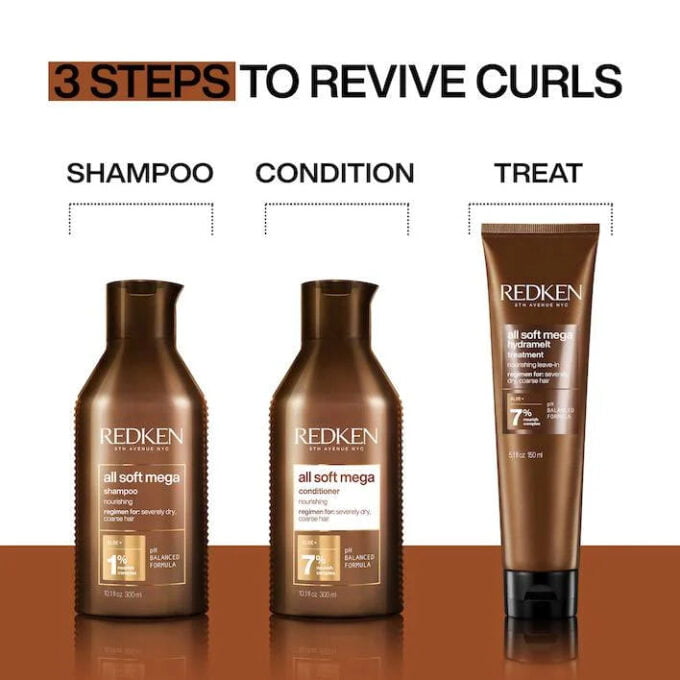 Redken All Soft Mega Curls Shampoo 300ml Halo Hair & Skin - khdskinhairbeautyau.com